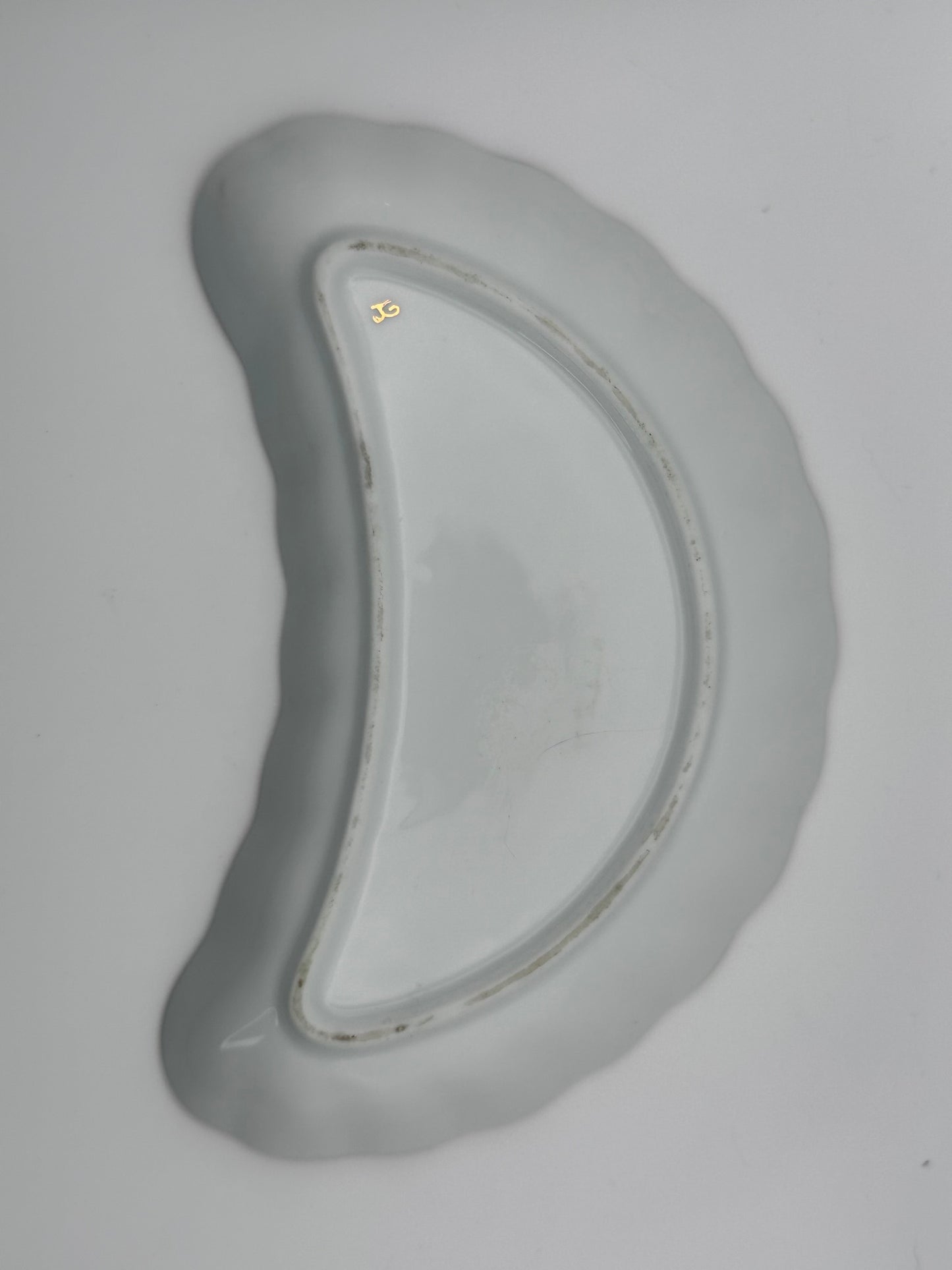 Vintage Crescent Shaped Floral Bone Dish