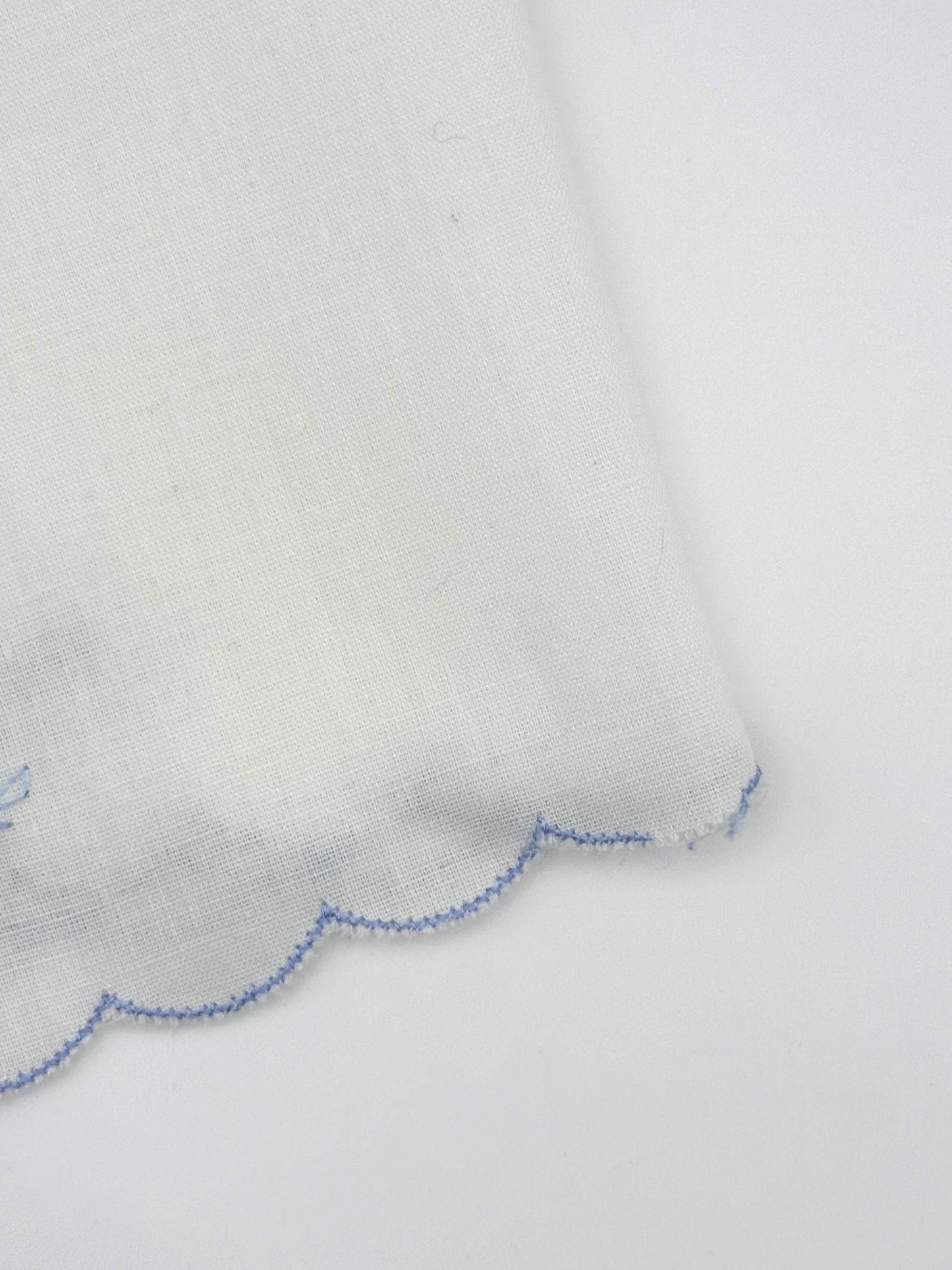 Vintage White Handkerchief with Blue Detailing