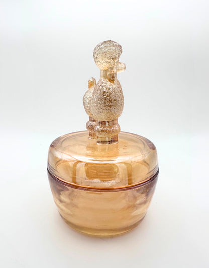 Vintage Jeannette Glass Poodle Powder Jar