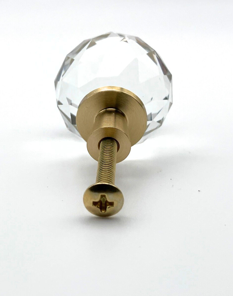 Crystal cabinet hardware with faceted Aster design adding glamour and refinement to furniture