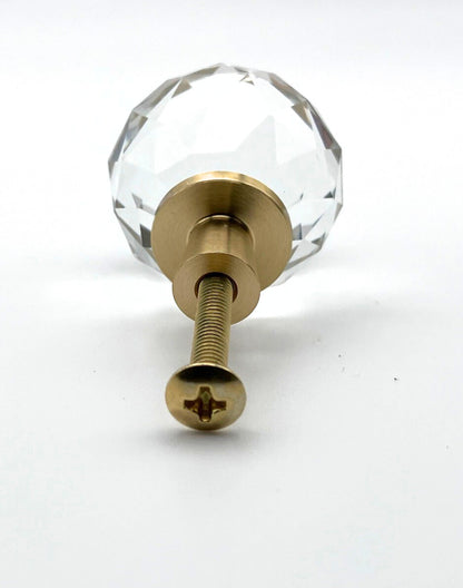 Crystal cabinet hardware with faceted Aster design adding glamour and refinement to furniture
