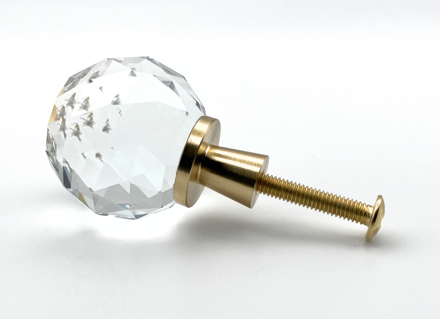 Elegant faceted crystal knob for cabinets and furniture with brilliant light-catching detail