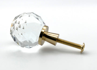 Elegant faceted crystal knob for cabinets and furniture with brilliant light-catching detail