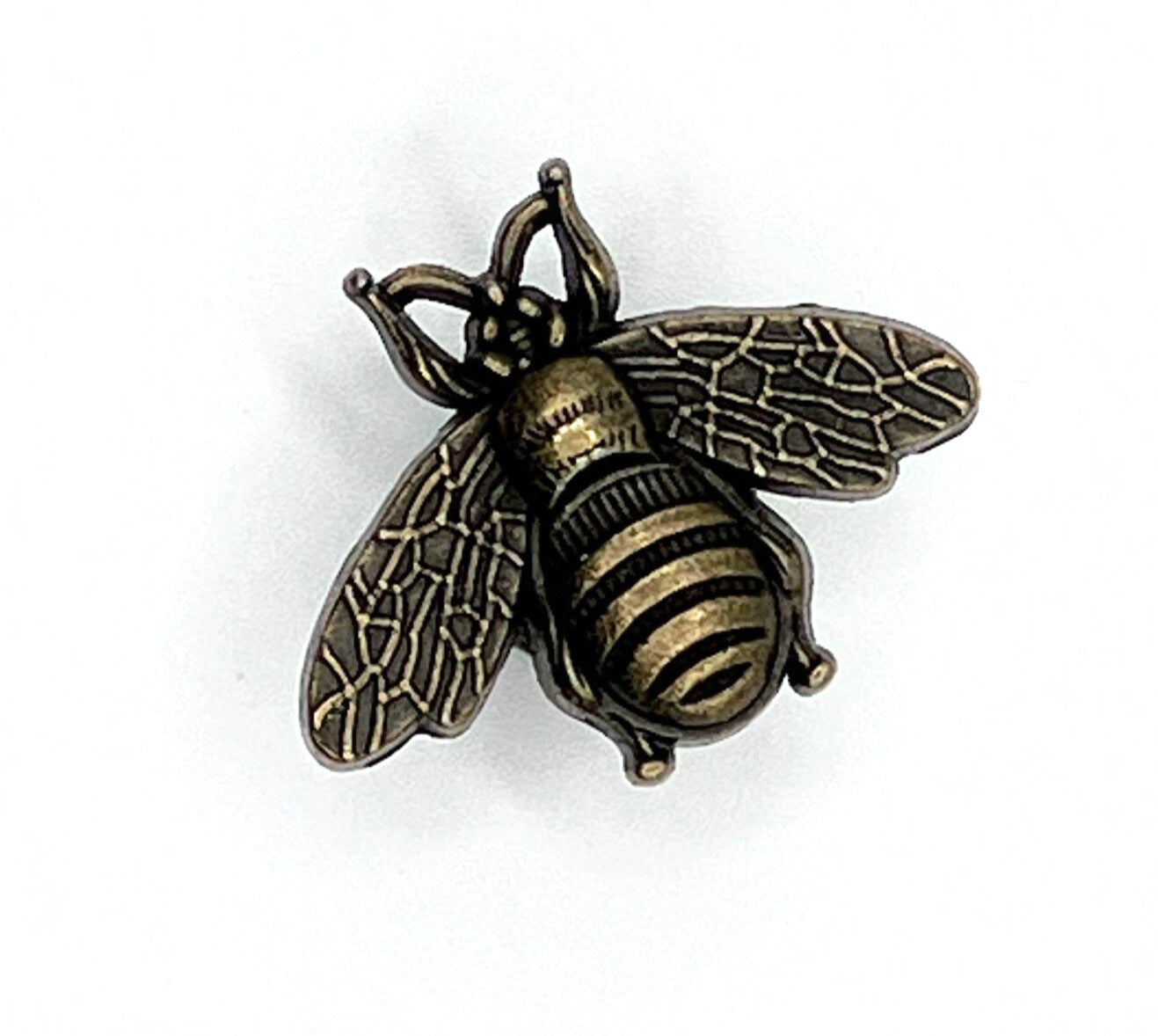 Bronze bee-shaped knob on a white background