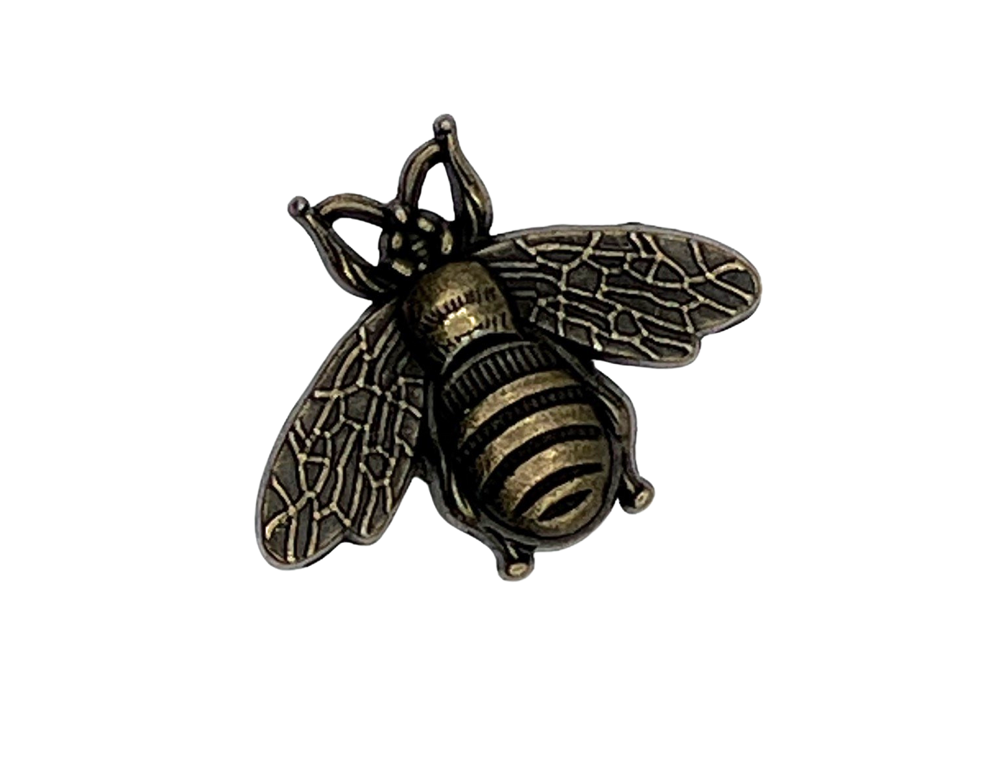 Bronze bee-shaped decorative knob on a white background