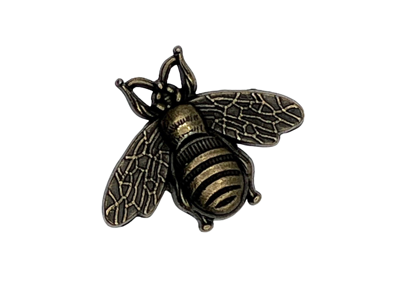 Bronze bee-shaped decorative knob on a white background
