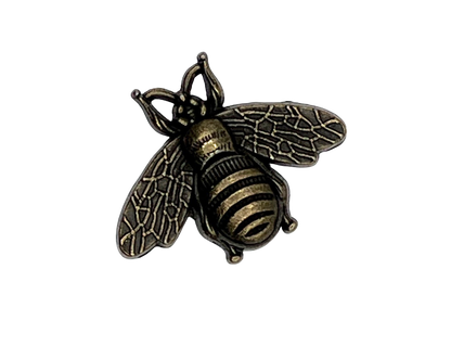 Bronze bee-shaped decorative knob on a white background