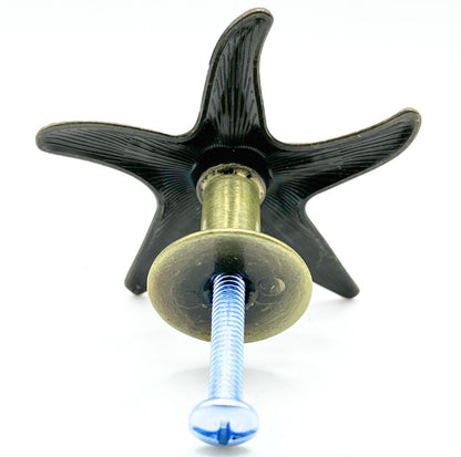 Decorative bronze starfish knob with hardware