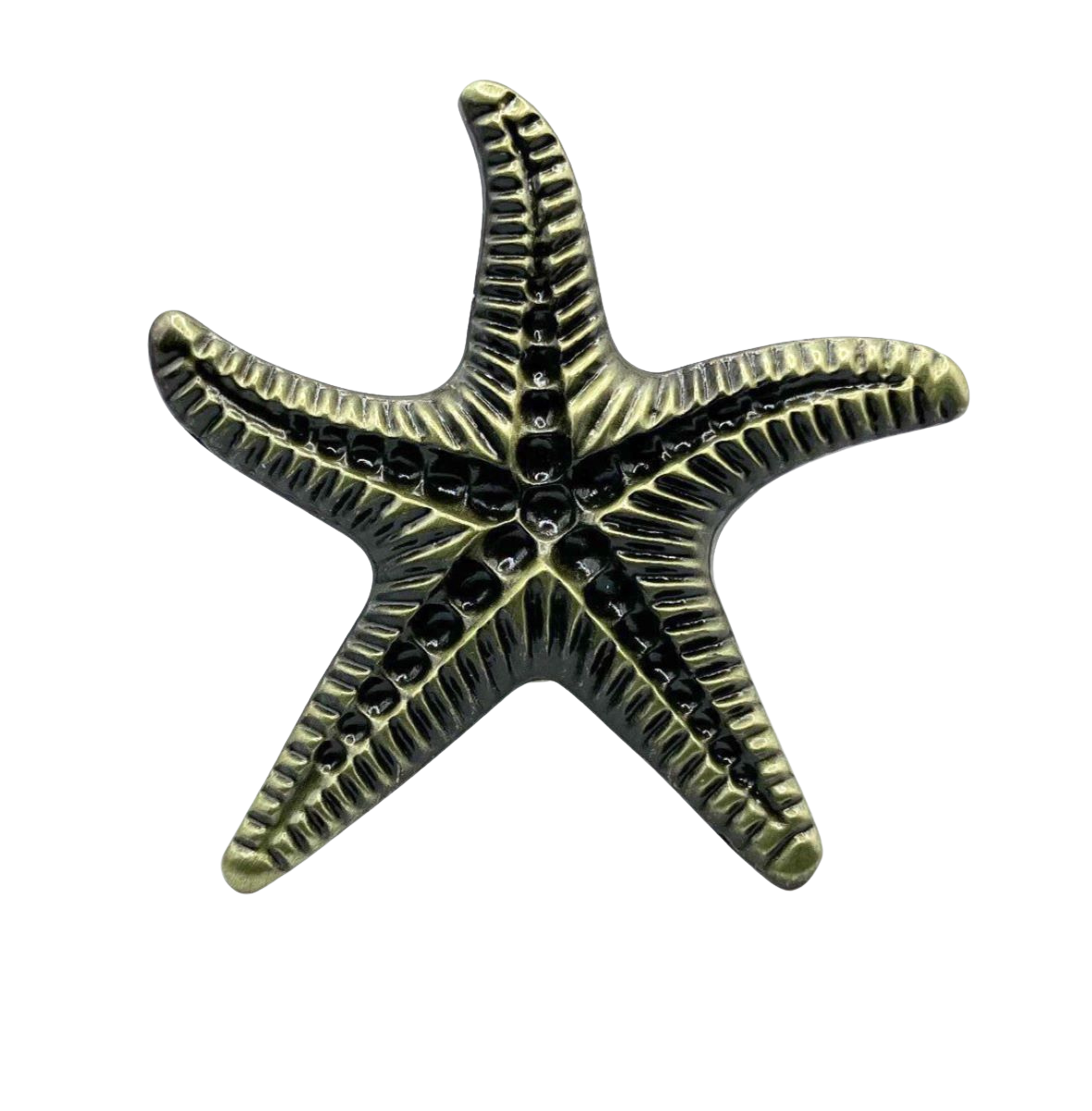 Bronze starfish-shaped knob on a white background