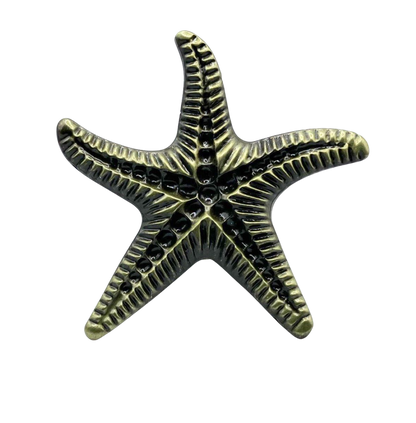 Bronze starfish-shaped knob on a white background