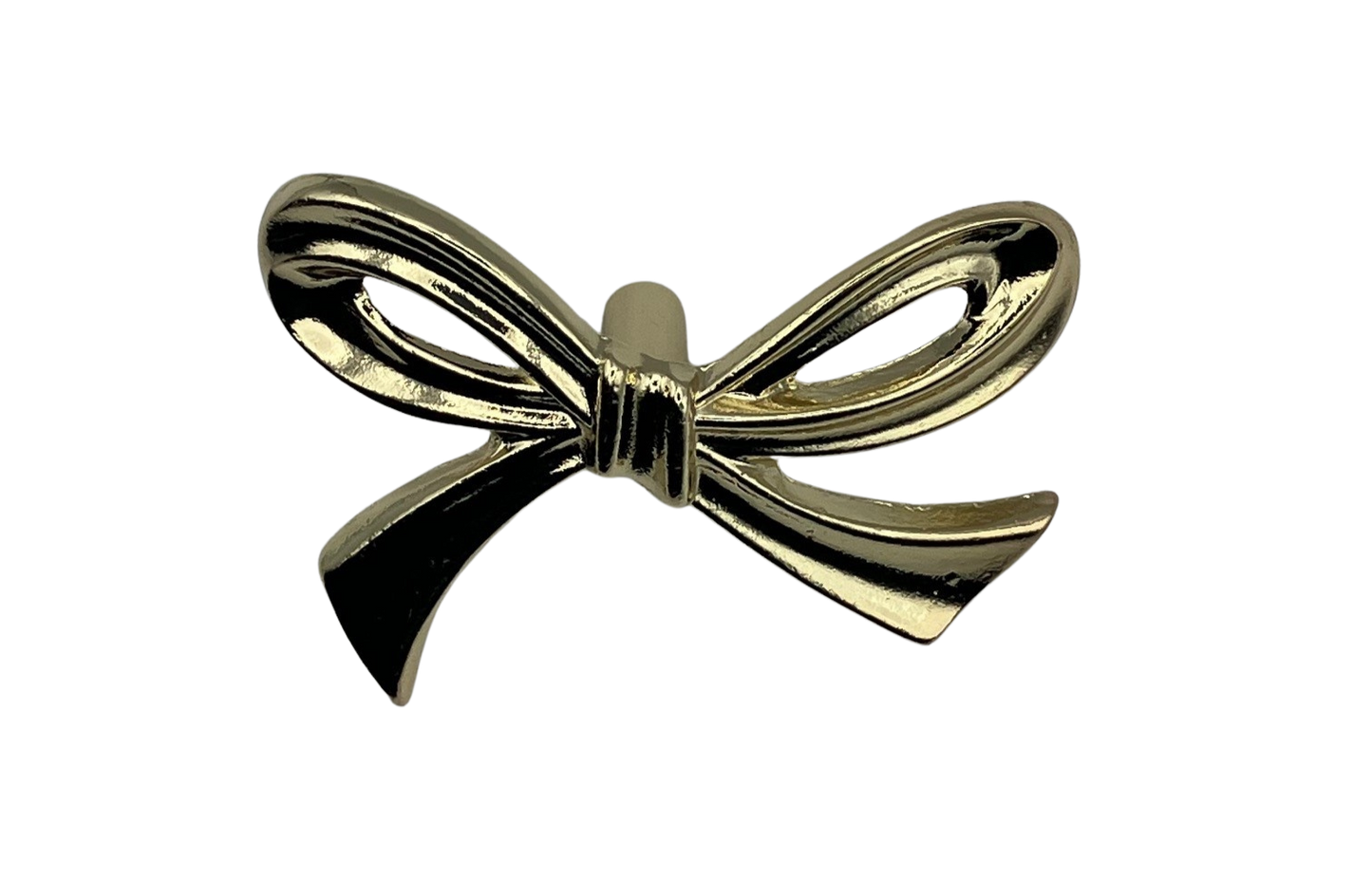 Brass gold bow knob on a white background