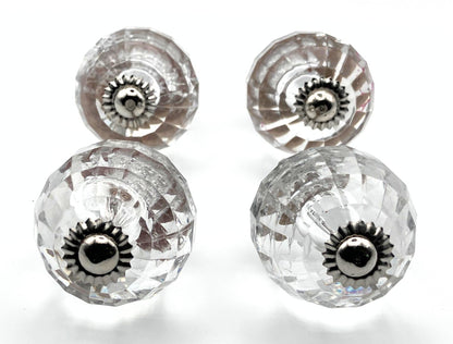 Set of 4 clear acrylic knobs with silver hardware