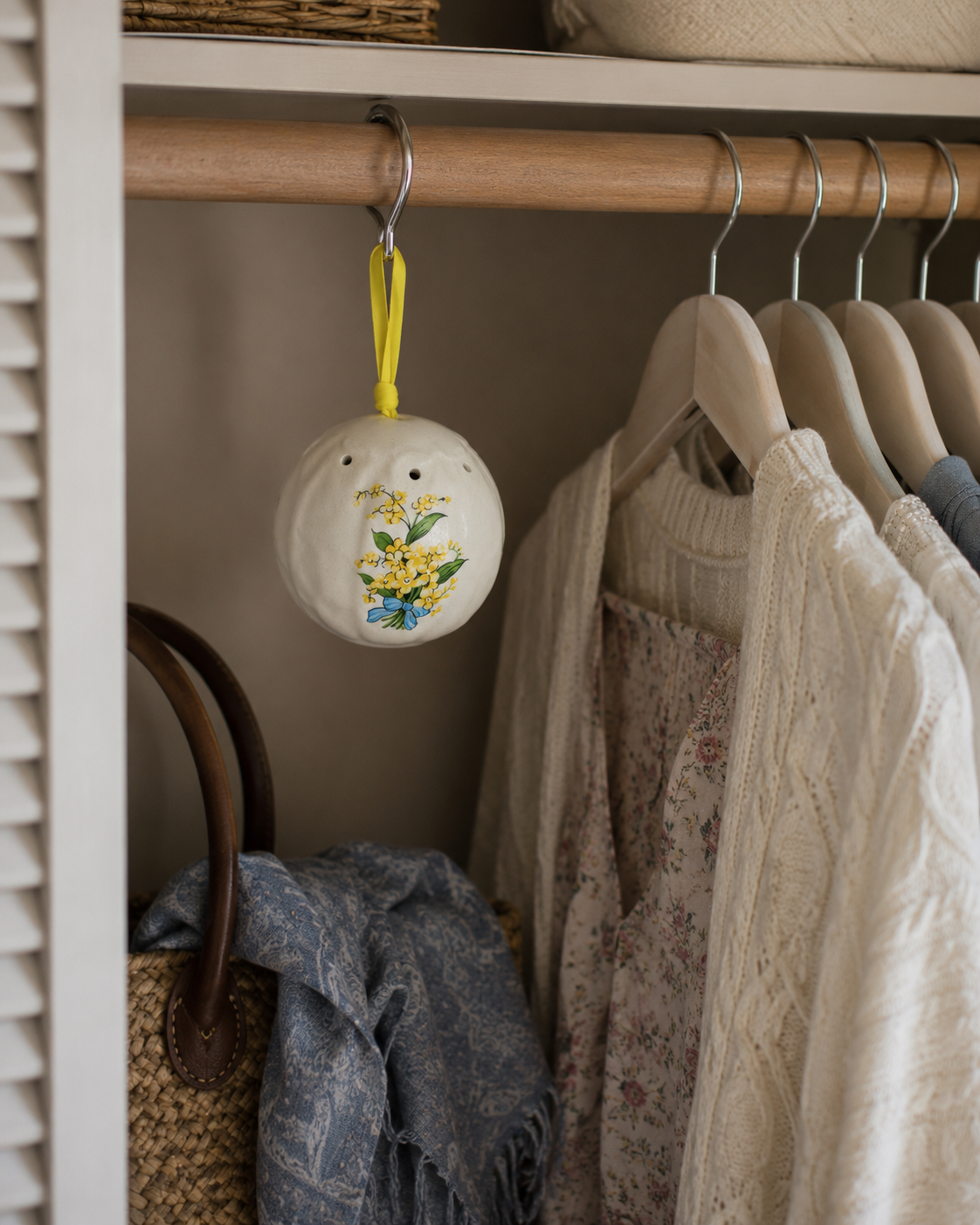 Vintage Porcelain Yellow & Blue Pomander