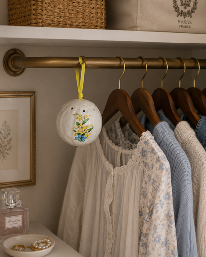 Vintage Porcelain Yellow & Blue Pomander