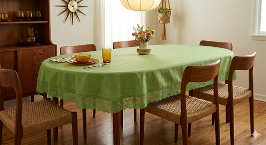 Vintage Green Oblong Tablecloth