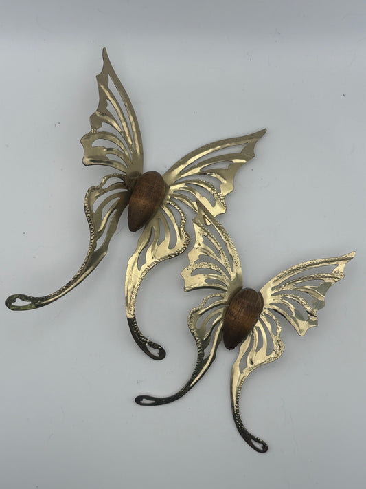Vintage Home Interiors Butterfly Wall Decor, set of 2
