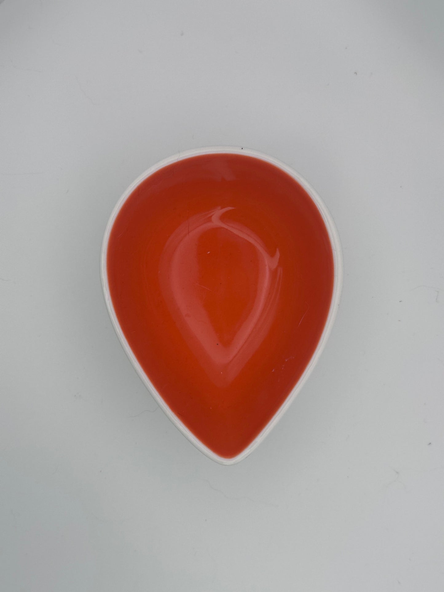 Small Teardrop Ceramic Bowl with Orange Interior