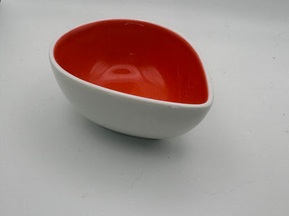 Small Teardrop Ceramic Bowl with Orange Interior