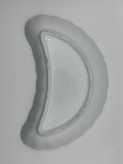Vintage Crescent Shaped Floral Bone Dish