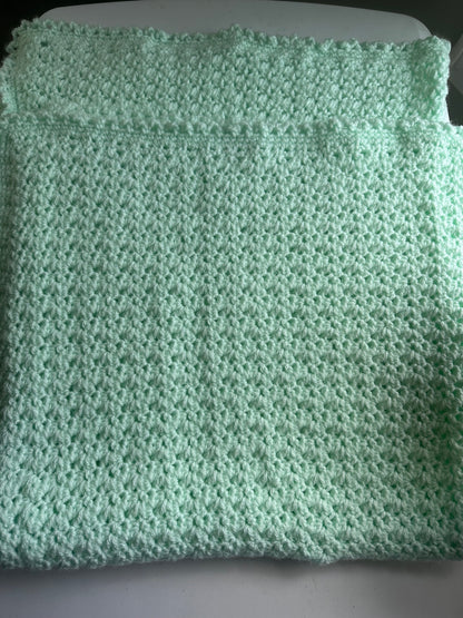 Vintage Mint Green Handmade Crochet Baby Blanket