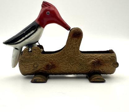Vintage Cast Iron Woodpecker Toothpick Holder/Dispenser