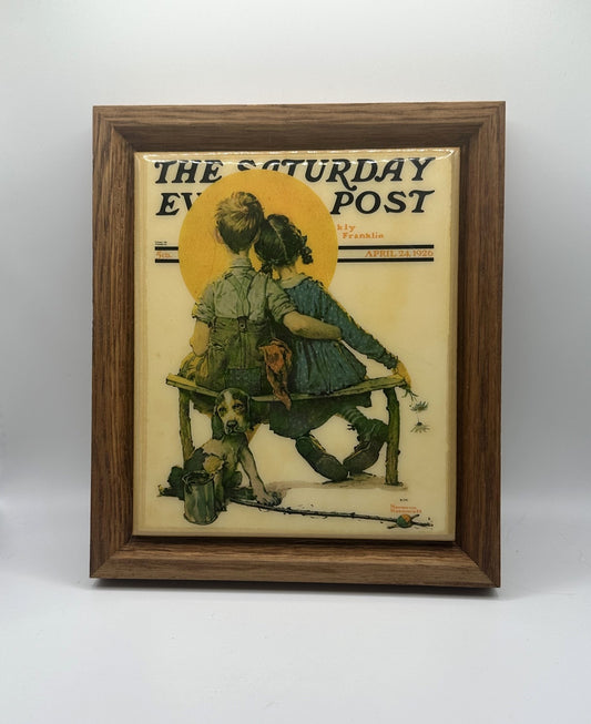 Norman Rockwell "Little Spooners" Tile Picture