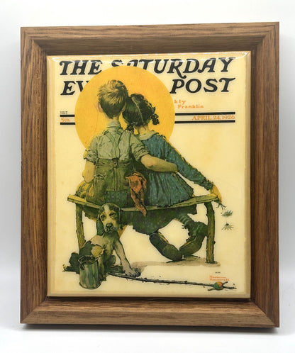 Norman Rockwell "Little Spooners" Tile Picture