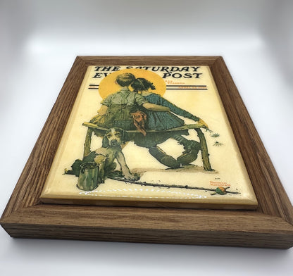 Norman Rockwell "Little Spooners" Tile Picture