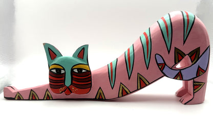 1980s/1990s Laurel Burch Inspired Wooden Cats, Set of 3