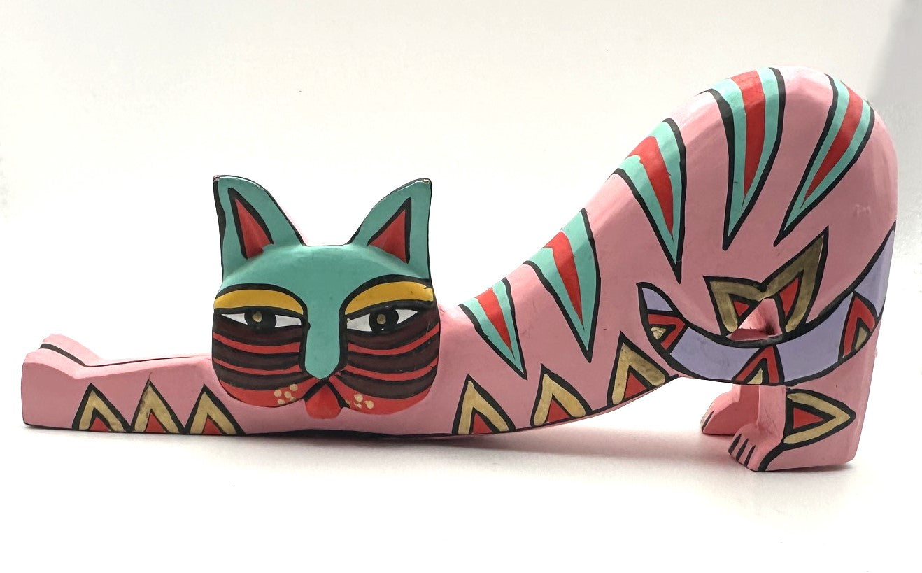 1980s/1990s Laurel Burch Inspired Wooden Cats, Set of 3