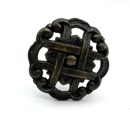  black metal knobs with pie-lattice design on white background