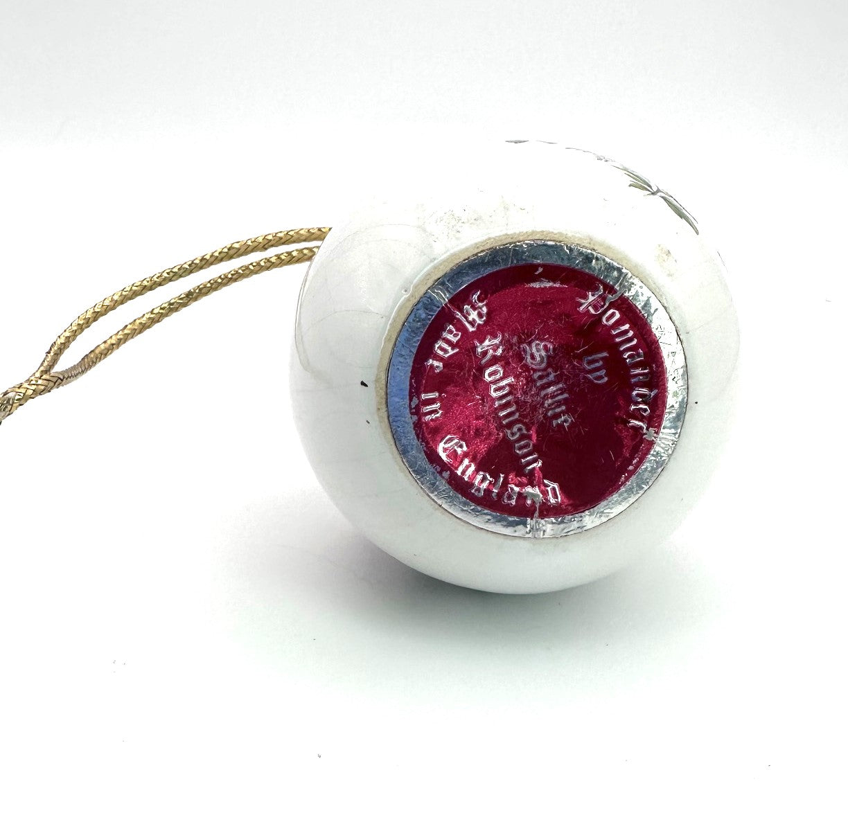 Vintage floral pomander ball by Sallie Robinson featuring delicate botanical artwork and elegant bone china craftsmanship