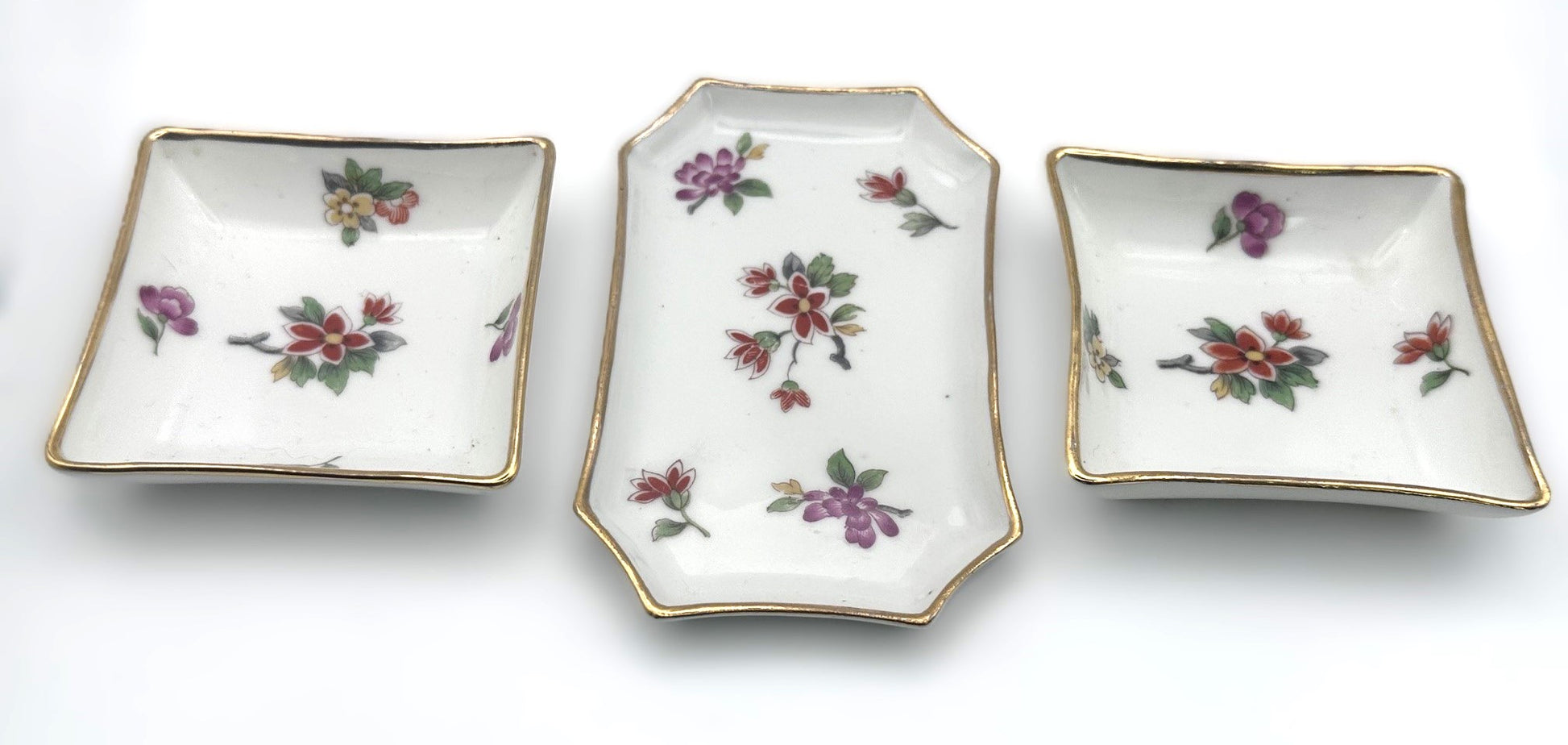 Vintage Limoges porcelain trinket trays set of three with classic French craftsmanship