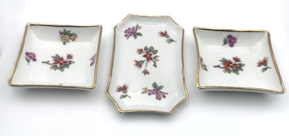 Vintage Limoges porcelain trinket trays set of three with classic French craftsmanship