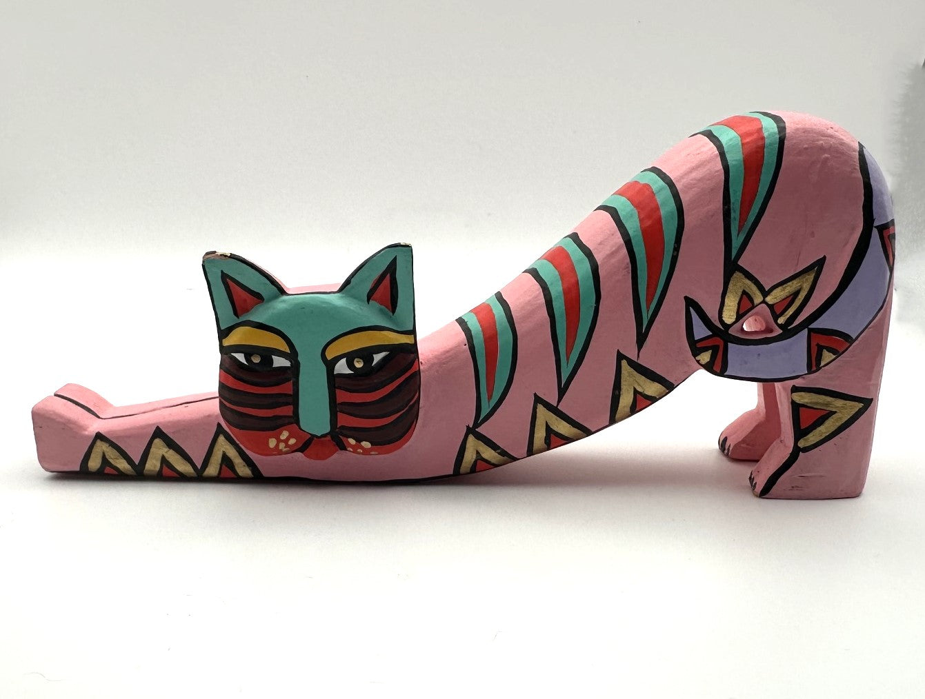 1980s/1990s Laurel Burch Inspired Wooden Cats, Set of 3