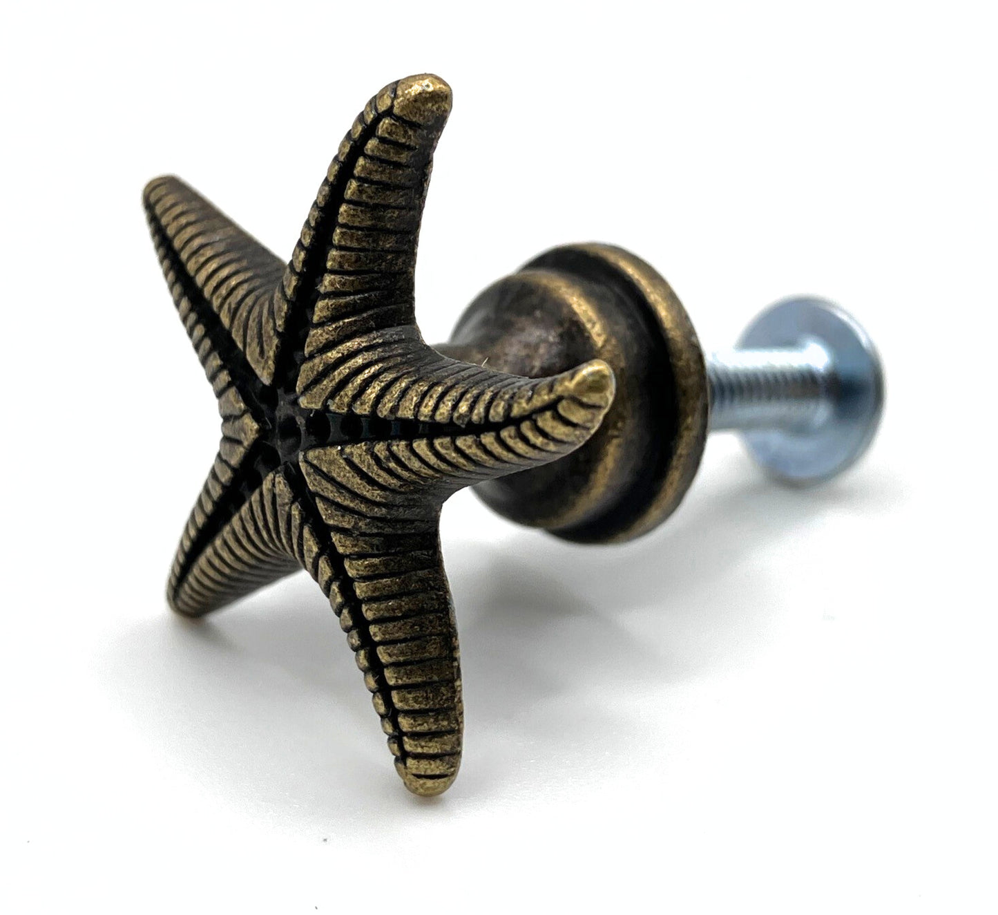 Bronze starfish-shaped knob on a white background