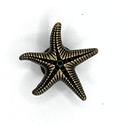 Bronze starfish-shaped knob on a white background