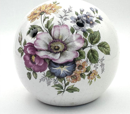 Decorative Sallie Robinson floral pomander ball with hand-painted flowers and vintage collectible appeal
