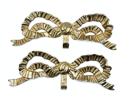 2 brass gold bow wall hooks