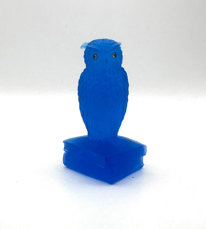Blue Wise Ole Owl by Westmoreland Art Glass with classic mid-century decorative appeal