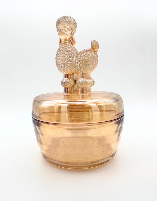 Vintage Jeannette Glass Poodle Powder Jar