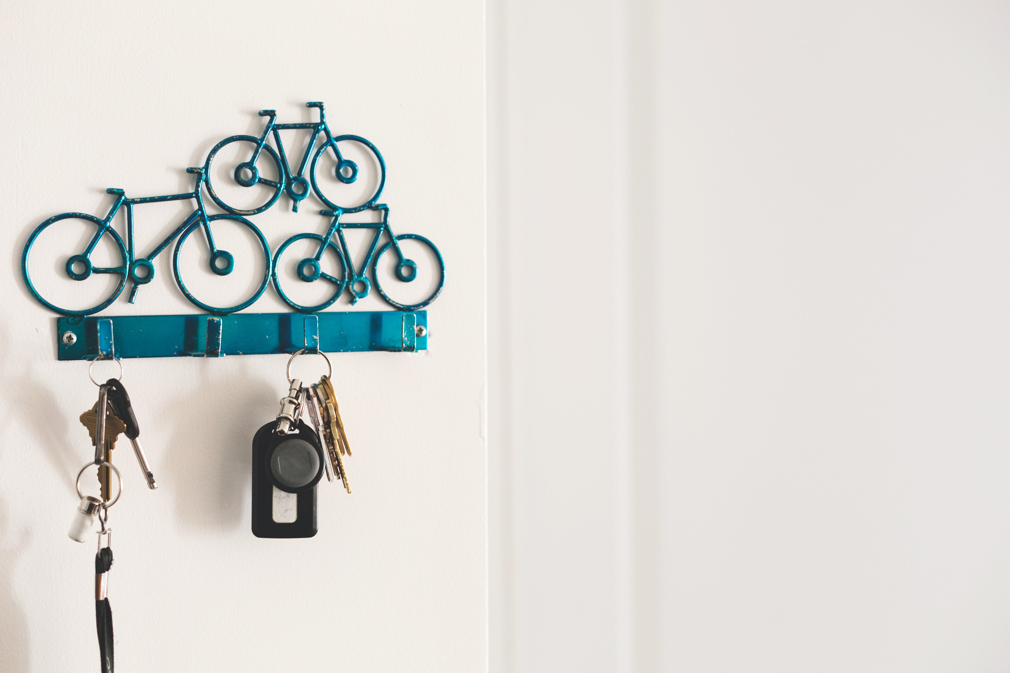 Blue bike wall key holder