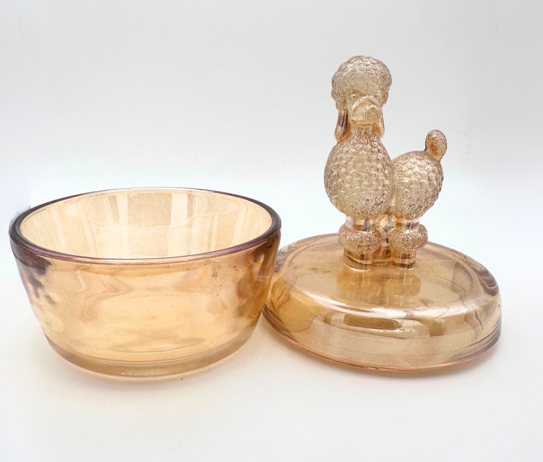 Vintage Jeannette Glass Poodle Powder Jar