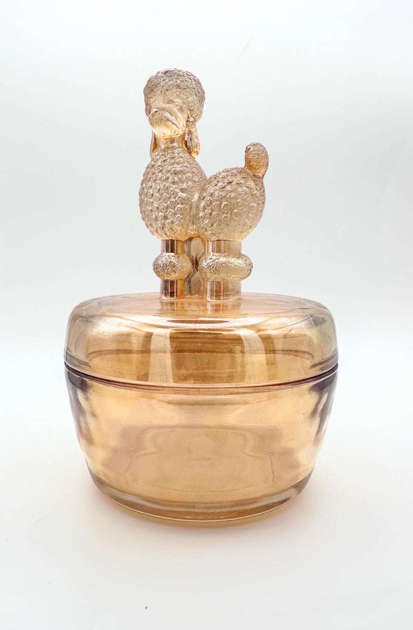 Vintage Jeannette Glass Poodle Powder Jar