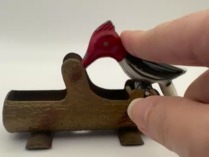 Vintage Cast Iron Woodpecker Toothpick Holder/Dispenser